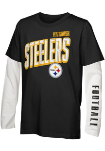 Pittsburgh Steelers Youth Black The Mix Long Sleeve T-Shirt