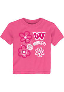 Washington Commanders Toddler Girls Pink Flower Power Short Sleeve T-Shirt