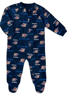 Oklahoma City Thunder Baby Navy Blue Raglan Loungewear One Piece Pajamas