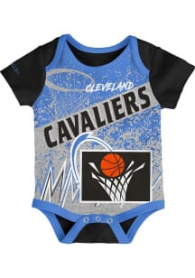 Mitchell and Ness Cleveland Cavaliers Baby Light Blue End to End Short Sleeve One Piece