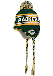 Green Bay Packers Green Jacquard Tassel Youth Knit Hat