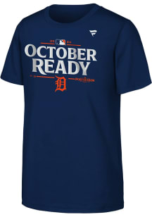 Detroit Tigers Youth Navy Blue 2024 Postseason Part Locker Room Short Sleeve T-Shirt