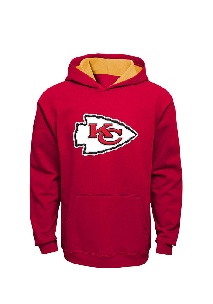 Outerstuff Kansas City Chiefs Youth Red Play Maker Long Sleeve Hoodie, Red, Cotton/Poly Blend, Size XL, Rally House