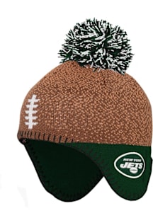 New York Jets Football Head Baby Knit Hat - Brown