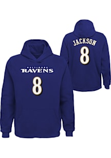 Lamar Jackson Outer Stuff Baltimore Ravens Youth NN Long Sleeve Player Hoodie Purple
