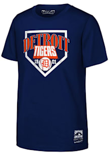 Mitchell and Ness Detroit Tigers Youth Navy Blue Equipment Short Sleeve T-Shirt
