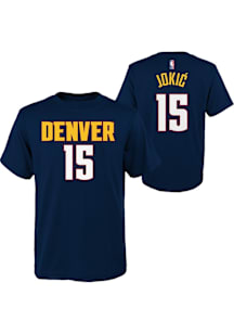Nikola Jokic  Denver Nuggets Boys Navy Blue Flat NN Short Sleeve T-Shirt