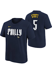 Bryson Stott Philadelphia Phillies Youth Navy Blue City Connect NN Player Tee