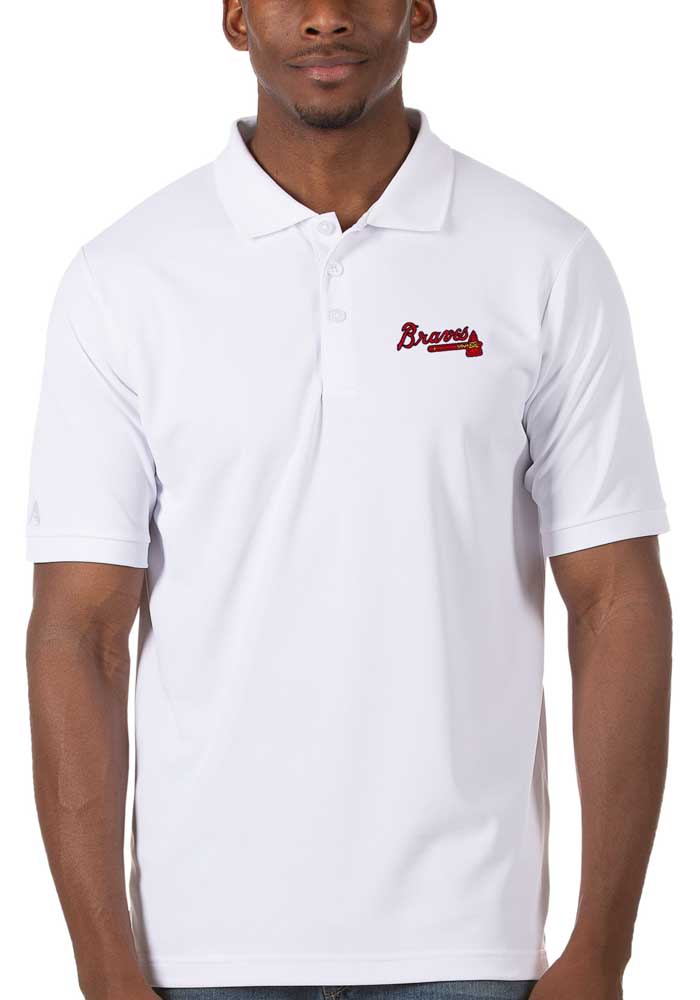 Men's Antigua Red Atlanta Braves Compass Polo