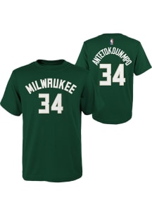 Giannis Antetokounmpo Milwaukee Bucks Youth Green Flat NN Player Tee