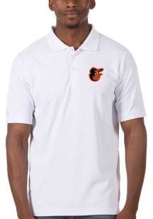 Antigua Baltimore Orioles Mens White Legacy Pique Short Sleeve Polo
