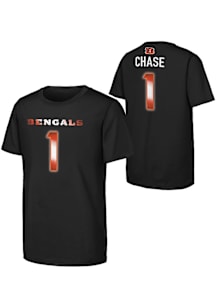 Ja'Marr Chase Cincinnati Bengals Youth Black Thermal NN Player Tee