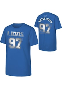 Aidan Hutchinson Detroit Lions Youth Blue Thermal NN Player Tee