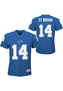 Amon-Ra St. Brown  Detroit Lions Boys Blue V-Neck NN Short Sleeve T-Shirt