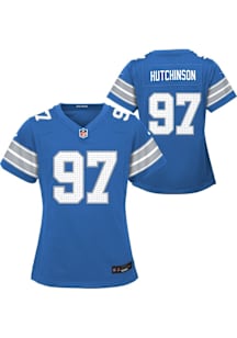 Aidan Hutchinson Detroit Lions Girls Blue Nike Home Replica Football Jersey