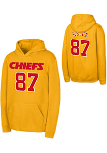 Travis Kelce Outer Stuff Kansas City Chiefs Youth NN Long Sleeve Player Hoodie Gold