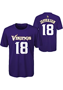 Justin Jefferson Minnesota Vikings Youth Purple NN Perf Performance Player Tee