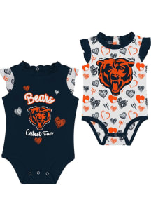 Chicago Bears Baby Navy Blue Happy Hearts Set One Piece