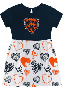 Chicago Bears Baby Girls Navy Blue All Heart Short Sleeve Dress