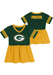 Green Bay Packers Toddler Girls Green Stadium Lights Short Sleeve Dress