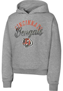 Cincinnati Bengals Girls Grey Huddle Up Long Sleeve Hooded Sweatshirt