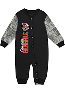 Cincinnati Bengals Baby Black Playbook Long Sleeve One Piece
