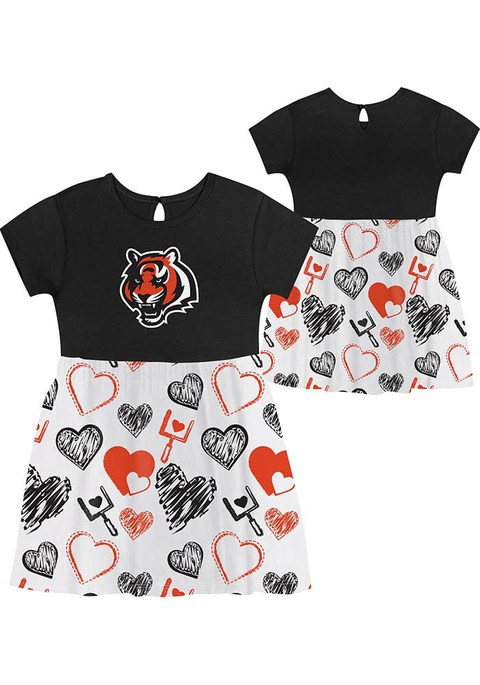 Cincinnati Bengals Toddler Girls Black All Heart Short Sleeve Dresses