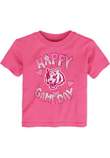 Cincinnati Bengals Toddler Girls Pink Happy Game Day Short Sleeve T-Shirt