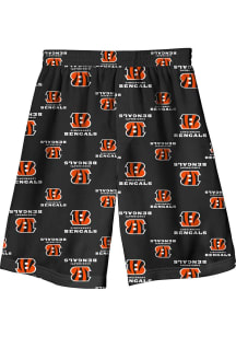 Cincinnati Bengals Youth Black All Over Printed Short Sleep Pants