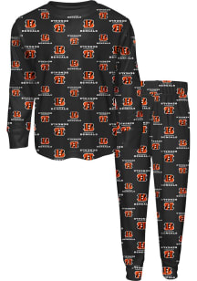 Cincinnati Bengals Boys All Over Printed PJ Set - Black