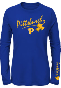 Girls Blue Pitt Panthers Full of Heart Long Sleeve T-shirt