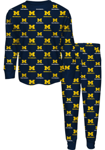 Toddler Navy Blue Michigan Wolverines Allover Prt Top and Bottom Set