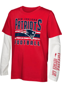 New England Patriots Youth Red screen print team graphic Long Sleeve T-Shirt