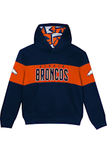 Denver Broncos Boys Navy Blue Red Zone Long Sleeve Hooded Sweatshirt