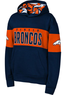 Denver Broncos Youth Navy Blue Red Zone Long Sleeve Hoodie