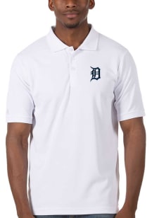 Antigua Detroit Tigers Mens White Legacy Pique Short Sleeve Polo