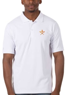 Antigua Houston Astros Mens White Legacy Pique Short Sleeve Polo