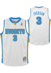 Allen Iverson  Mitchell and Ness Denver Nuggets Youth Swingman Home White Basketball Jersey