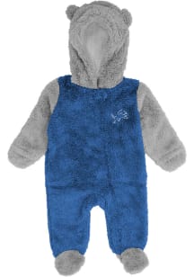 Detroit Lions Baby Blue Game Nap Teddy Fleece Loungewear One Piece Pajamas