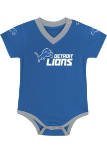 Detroit Lions Baby Blue Team Captain Short Sleeve One Piece