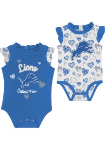 Detroit Lions Baby Blue Happy Hearts Design Set One Piece