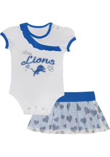Detroit Lions Infant Girls White Love My Team Set Top and Bottom