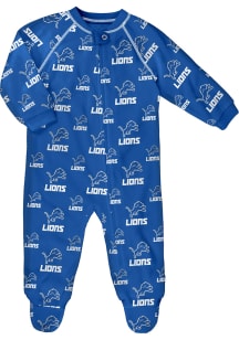 Detroit Lions Baby Blue Raglan Loungewear One Piece Pajamas