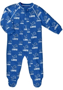 Detroit Lions Baby Blue Raglan Design Loungewear One Piece Pajamas