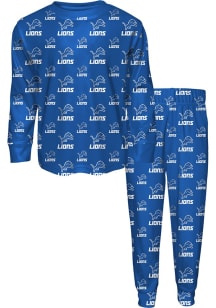 Detroit Lions Kids Blue All Over Printed Loungewear PJ Set