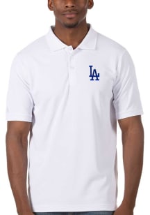 Antigua Los Angeles Dodgers Mens White Legacy Pique Short Sleeve Polo
