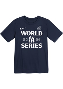 Nike New York Yankees Boys Navy Blue 2024 World Series Participanticipant Authentic Coll Short Sle..