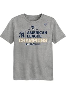 New York Yankees Boys Grey 2024 ALCS Champs Locker Room Short Sleeve T-Shirt