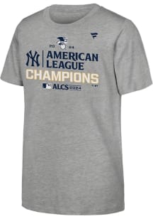 New York Yankees Youth Grey 2024 ALCS Champs Locker Room Short Sleeve T-Shirt