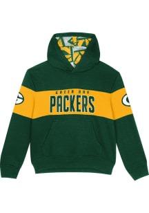 Green Bay Packers Boys Green Red Zone Long Sleeve Hooded Sweatshirt